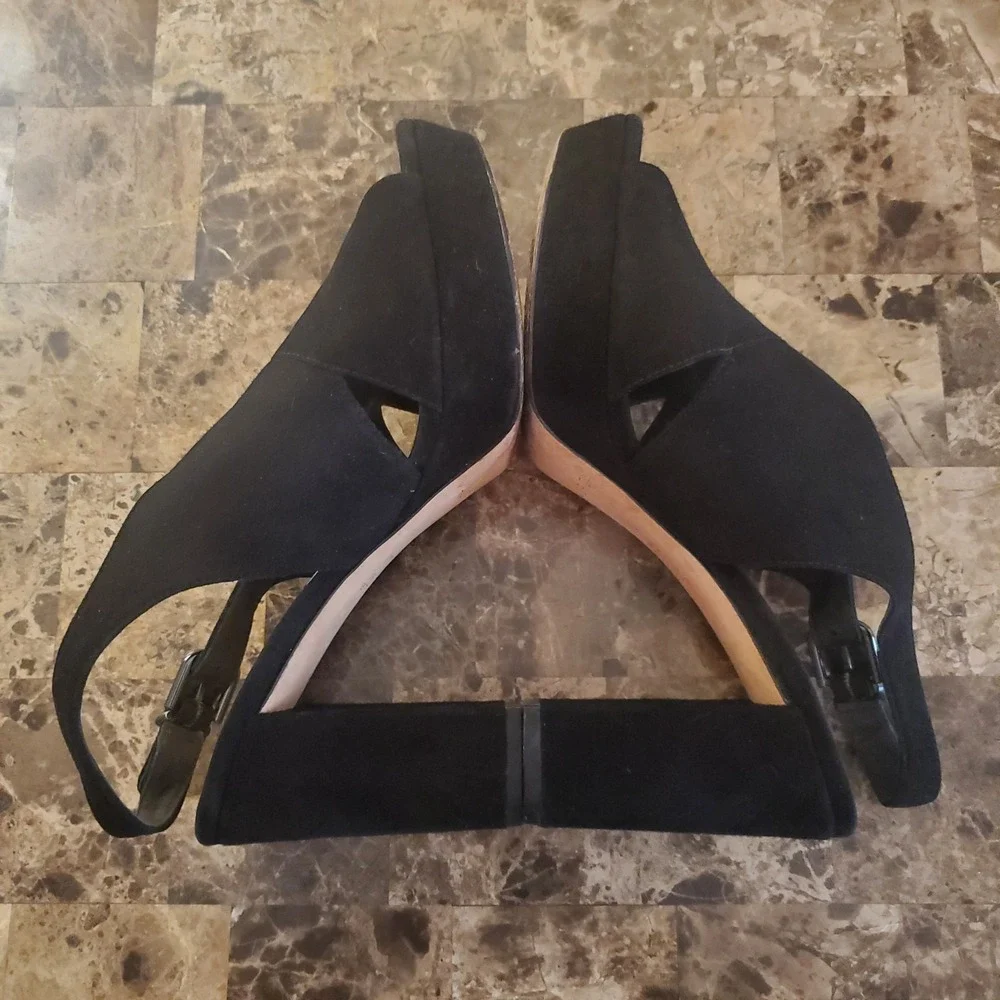 VIA SPIGA Suede Platform CrossStrap Slngbk Sandal Heels 7.5M Black Y2K going out
